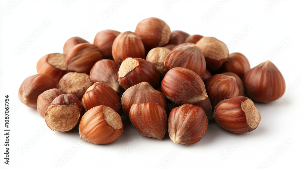 Hazelnuts isolated on white background, Hazelnuts isolated on white background,