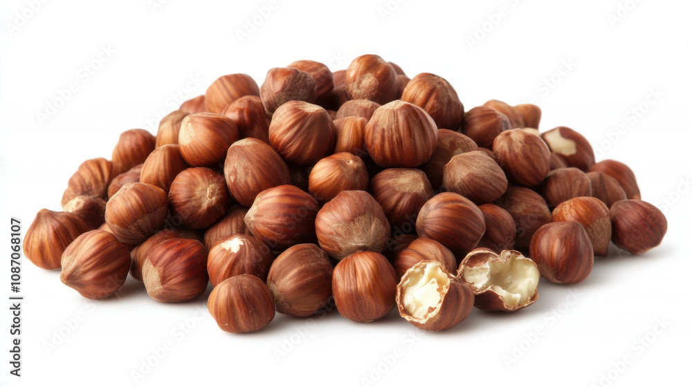 Hazelnuts isolated on white background, Hazelnuts isolated on white background,