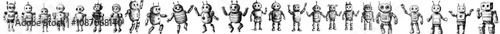 Set of robot silhouettes, with a modern silhouette design, isolated on a white background
