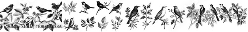 The birds are on the tree branch icons set. We have a variety of silhouettes of different songbirds. This icon set represents nature and tranquility. It represents freedom and harmony of nature.