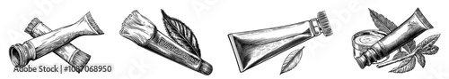 Black and white illustration of a tube of paste.