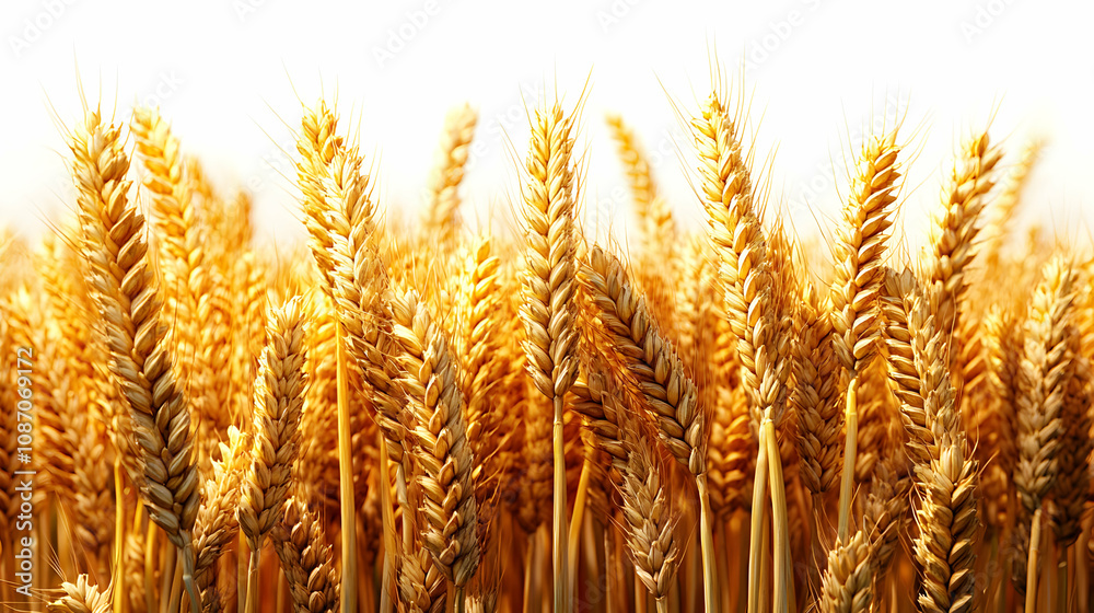 Golden Wheat Stalks in a Field, Ripe and Ready for Harvest, Under a Bright Sunny Sky Golden Wheat Stalks in a Field, Ripe and Ready for Harvest, Under a Bright Sunny Sky