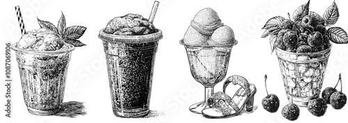 Isolated flat representation of sweet shaved ice in a plastic cup.