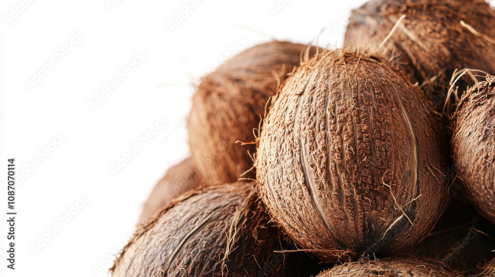 Coconuts isolated on white background, full depth of field, Coconuts isolated on white background, full depth of field,
