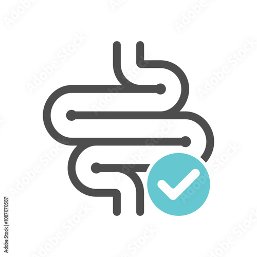 Healthy digestion icon. Intestine graphic sign isolated on white background. Vector illustration