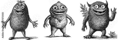 A funny cartoon monster with a scarey green creature.