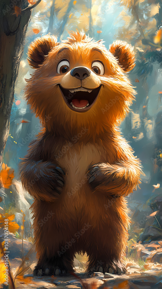 smiling bear, 2d vector art style,cartoon stylized, vibrant colors, smiling bear, 2d vector art style,cartoon stylized, vibrant colors,