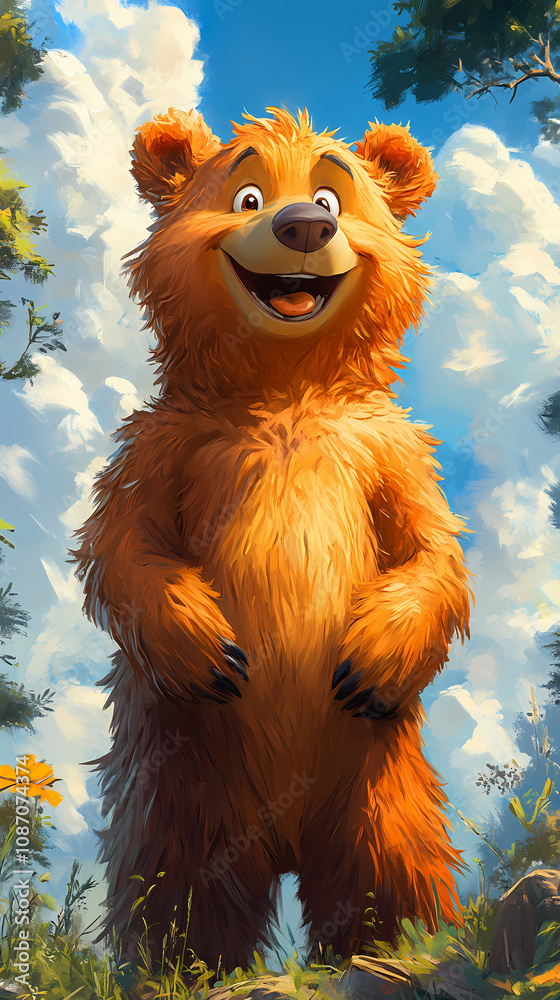 smiling bear, 2d vector art style,cartoon stylized, vibrant colors, smiling bear, 2d vector art style,cartoon stylized, vibrant colors,