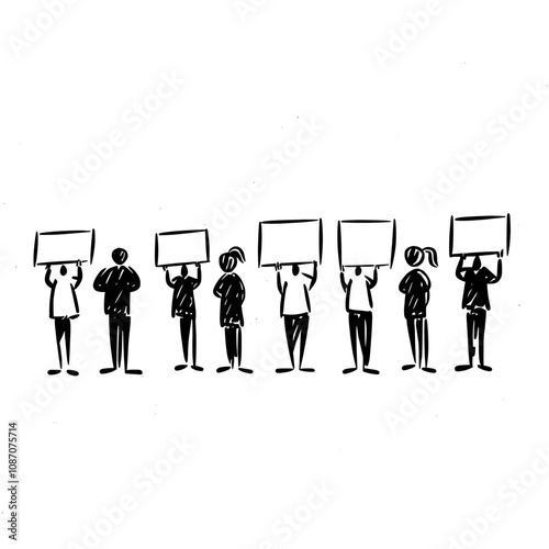 An image of a protest person silhouette modern with a group in the background
