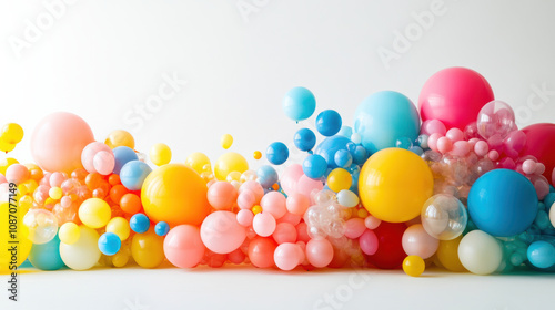 Joyful burst of colorful balloons pastel vibrant celebration party festive happy fun playful balloons arrangement background decor decoration colorful bright design event wedding birthday summer