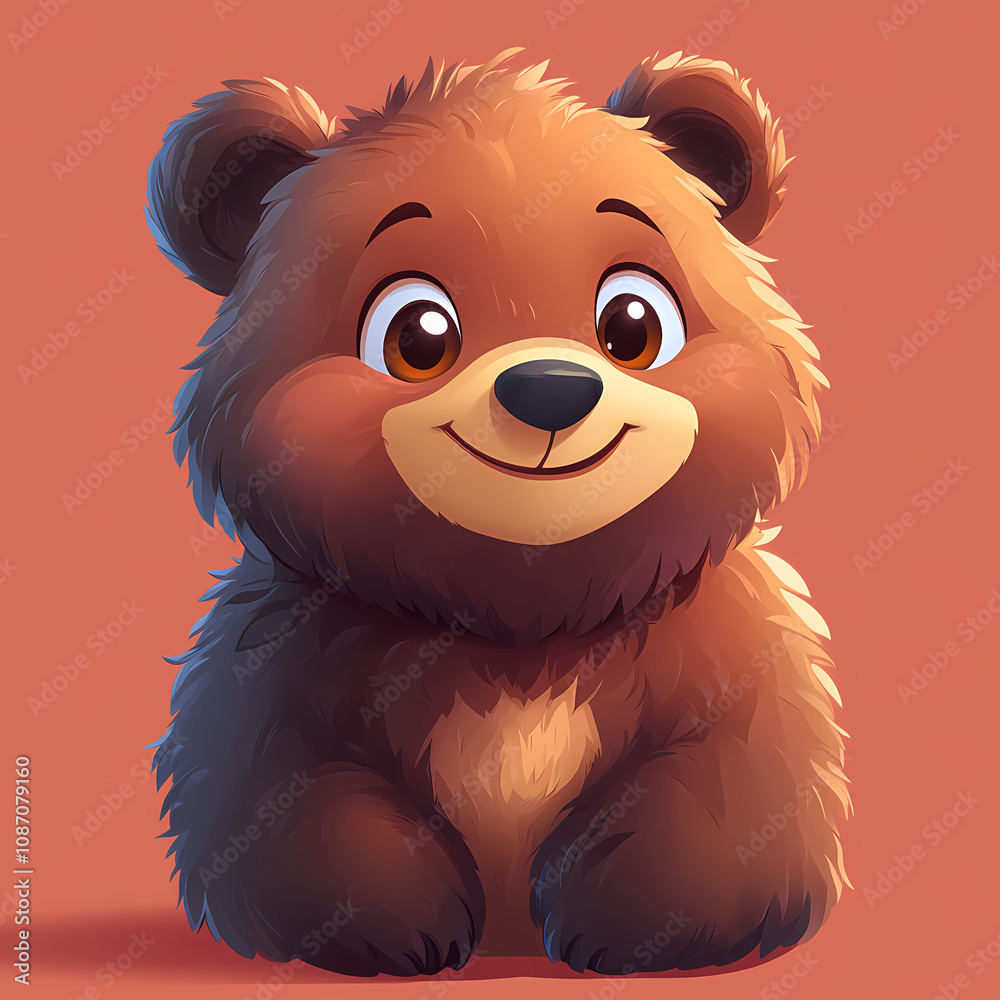 Fototapeta premium smiling bear, 2d vector art style,cartoon stylized, vibrant colors,