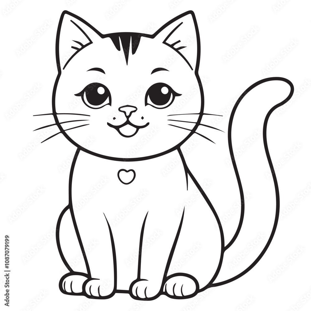 a line drawing of a cat. It’s a minimalistic design, showing the cat in a sitting position with its tail curled upwards, and includes details like whiskers, eyes a line drawing of a cat. It’s a minimalistic design, showing the cat in a sitting position with its tail curled upwards, and includes details like whiskers, eyes
