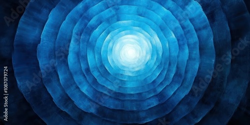 Abstract Blue Circular Pattern with White Light at the Center photo