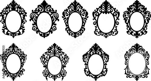 Vintage Mirror Frame, Decorative black vintage frame designs for art.