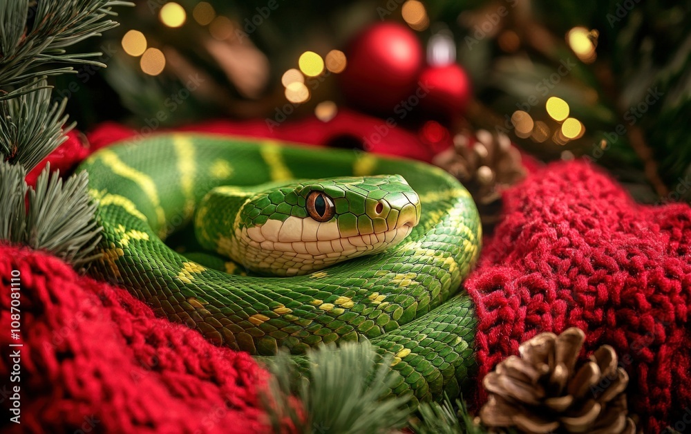 green snake cozy christmas background green snake cozy christmas background