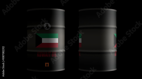 Kuwait oil crude petroleum fuel barrels in row