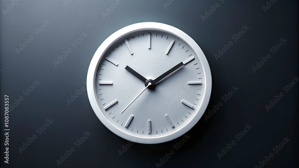 White Clock Flat Icon with Moving Arrows on Black Background - Time Concept, Clock Design, Modern Aesthetics, Minimalist Style, Time Management, Animated Clocks, Digital Representation