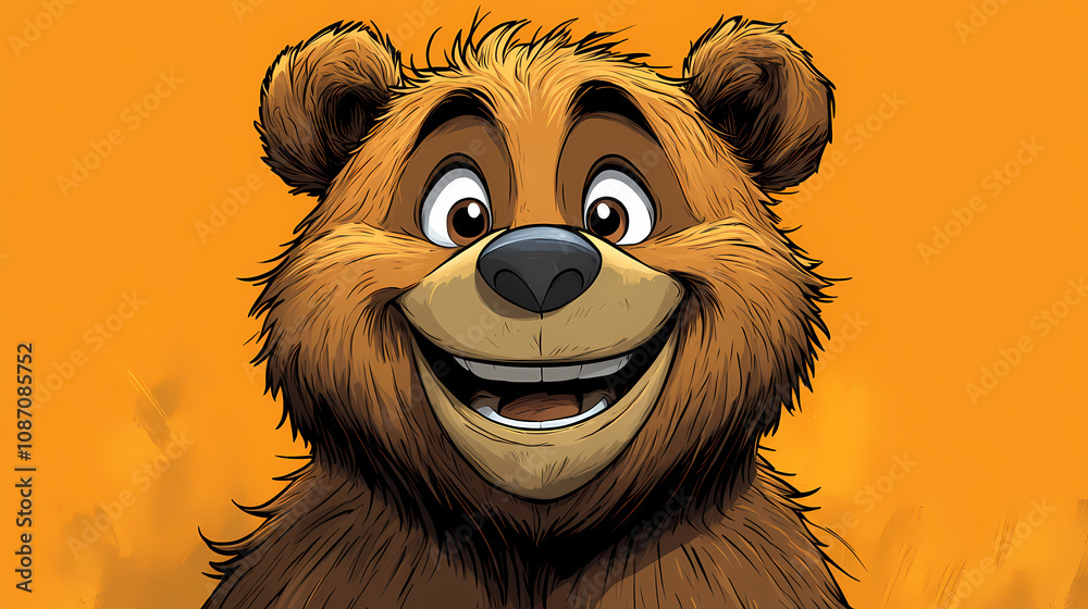 Obraz premium smiling bear, 2d vector art style,cartoon stylized, vibrant colors, 
