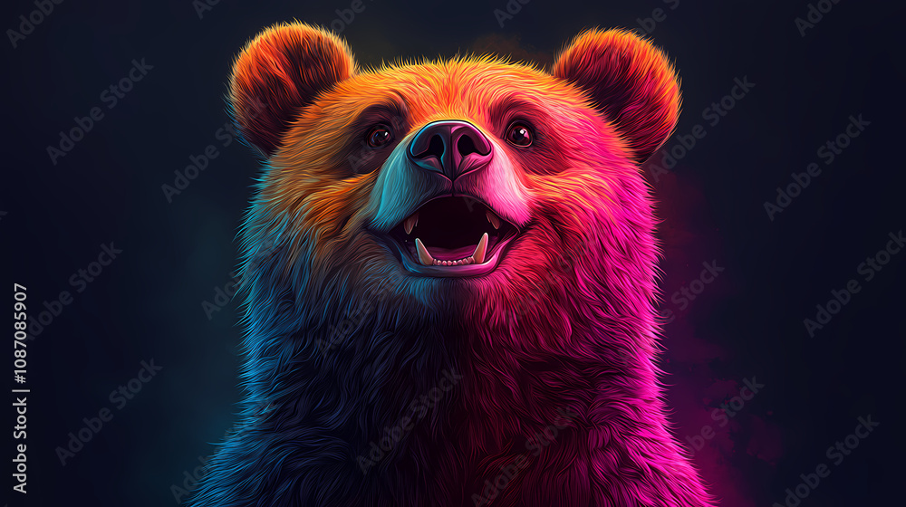 smiling bear, 2d vector art style,cartoon stylized, vibrant colors, smiling bear, 2d vector art style,cartoon stylized, vibrant colors,