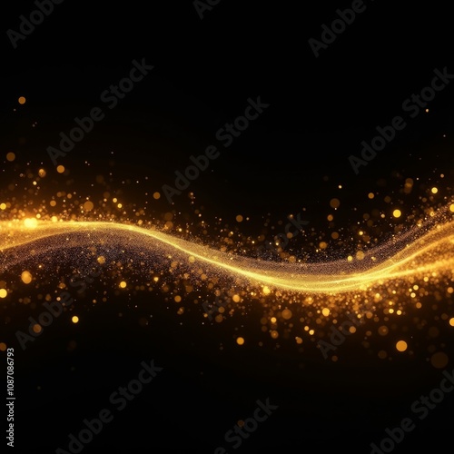 Golden Wave of Sparkling Particles