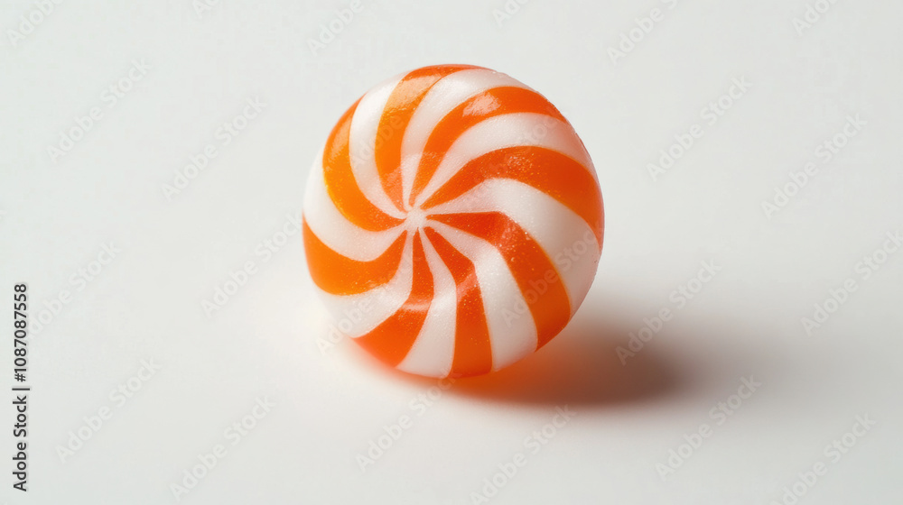 Fototapeta premium Delightful swirl candy orange and white stripes sweet treat