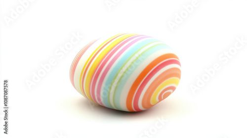 Joyful striped Easter egg pastel spring holiday celebration