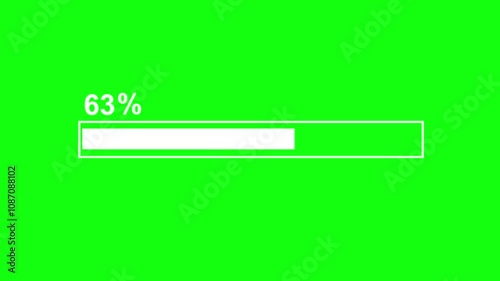 animated loading bar on a green screen background with smooth motion perfect for video editing, user interfaces, progress indicators, digital dashboards and overlays