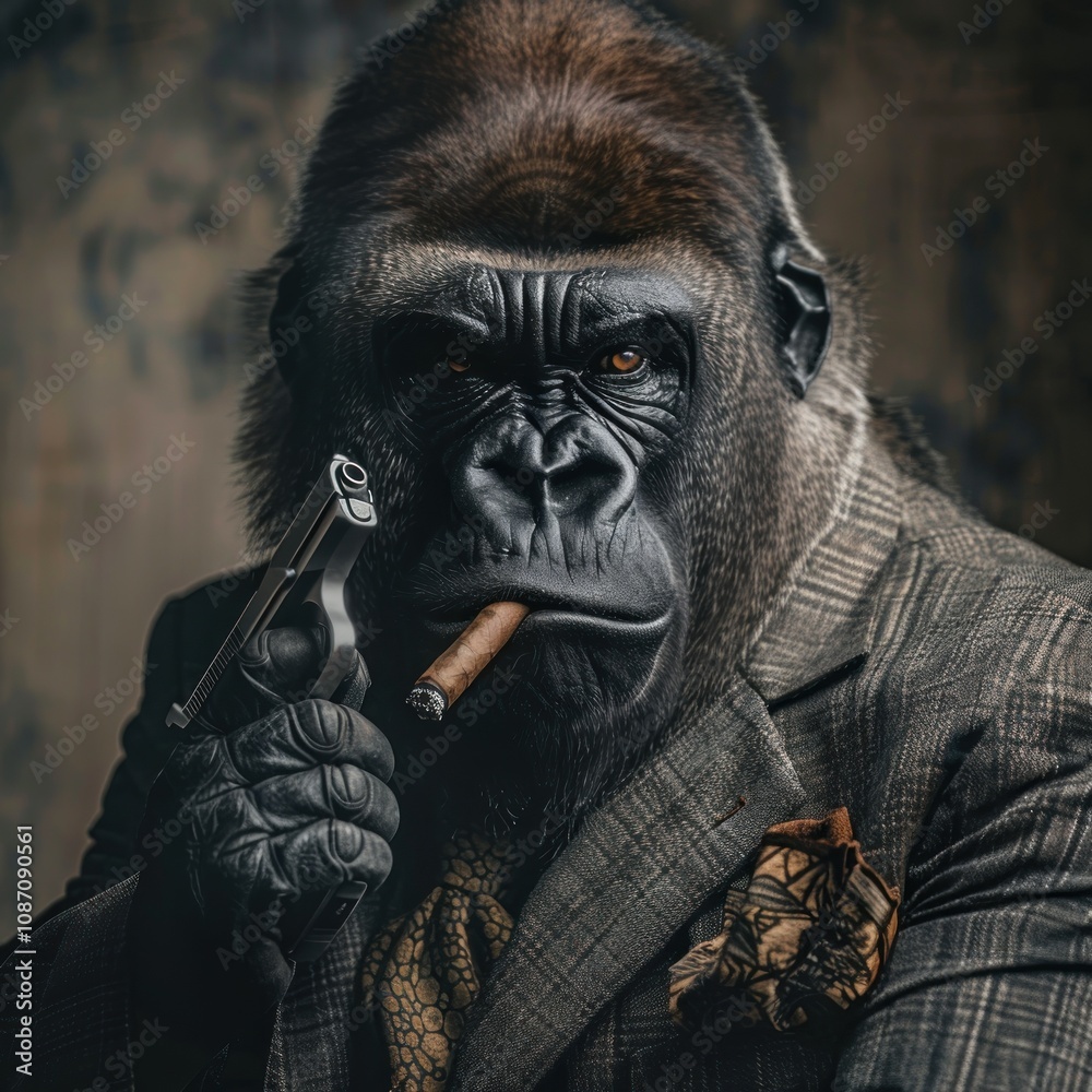 Gorilla in a Suit Smoking a Cigar Gorilla in a Suit Smoking a Cigar