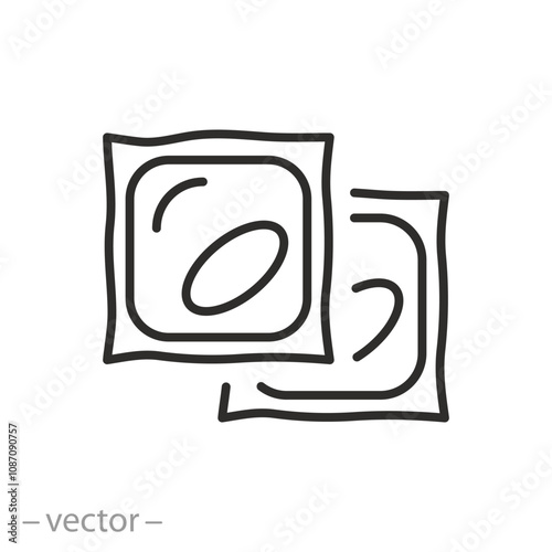 washing capsules icon, laundry detergent, gel tablets, cleaner  plastic capsule, thin line symbol - editable stroke vector illustration