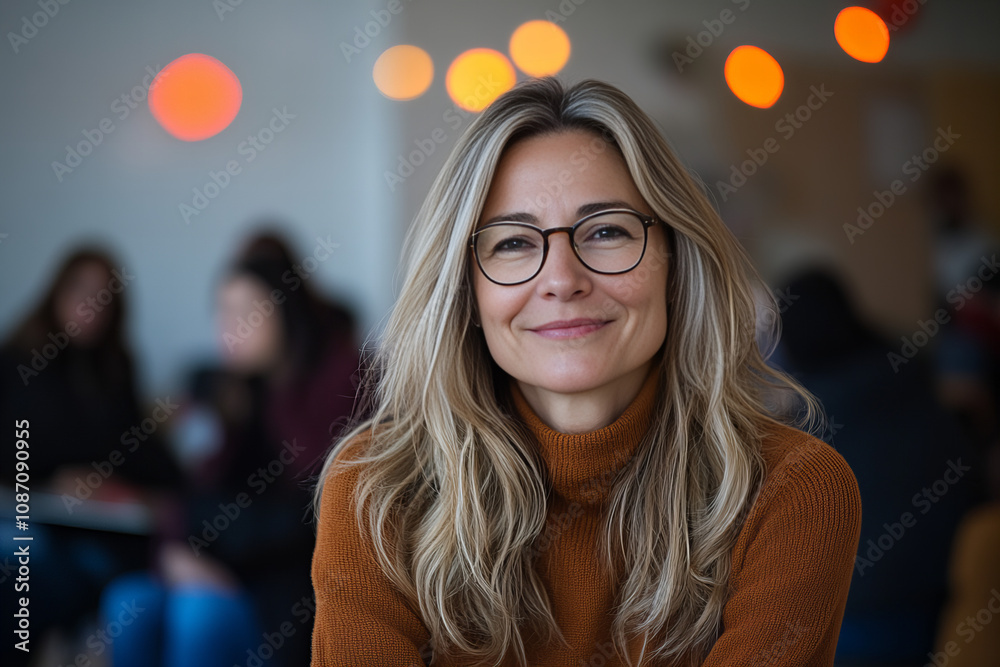 Elegant middle-aged blonde woman with glasses, radiating professionalism and confidence in a modern workspace, perfect for concepts of leadership, career growth, and corporate success.
Elegant middle-aged blonde woman with glasses, radiating professionalism and confidence in a modern workspace, perfect for concepts of leadership, career growth, and corporate success.