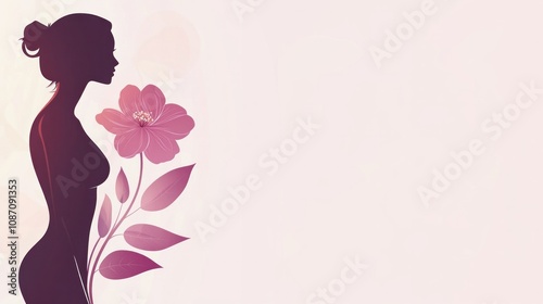 A serene silhouette of a woman embraced by vibrant flowers, symbolizing feminism, empowerment, and harmony with nature