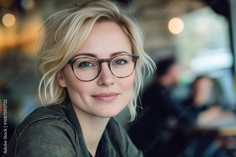Smiling middle-aged blonde woman with glasses in a modern office, showcasing confidence, intelligence, and approachability, ideal for themes of leadership, career success, and business communication.
Smiling middle-aged blonde woman with glasses in a modern office, showcasing confidence, intelligence, and approachability, ideal for themes of leadership, career success, and business communication.
