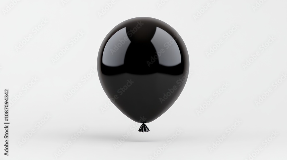 A glossy black balloon floating against a simple background. A glossy black balloon floating against a simple background.