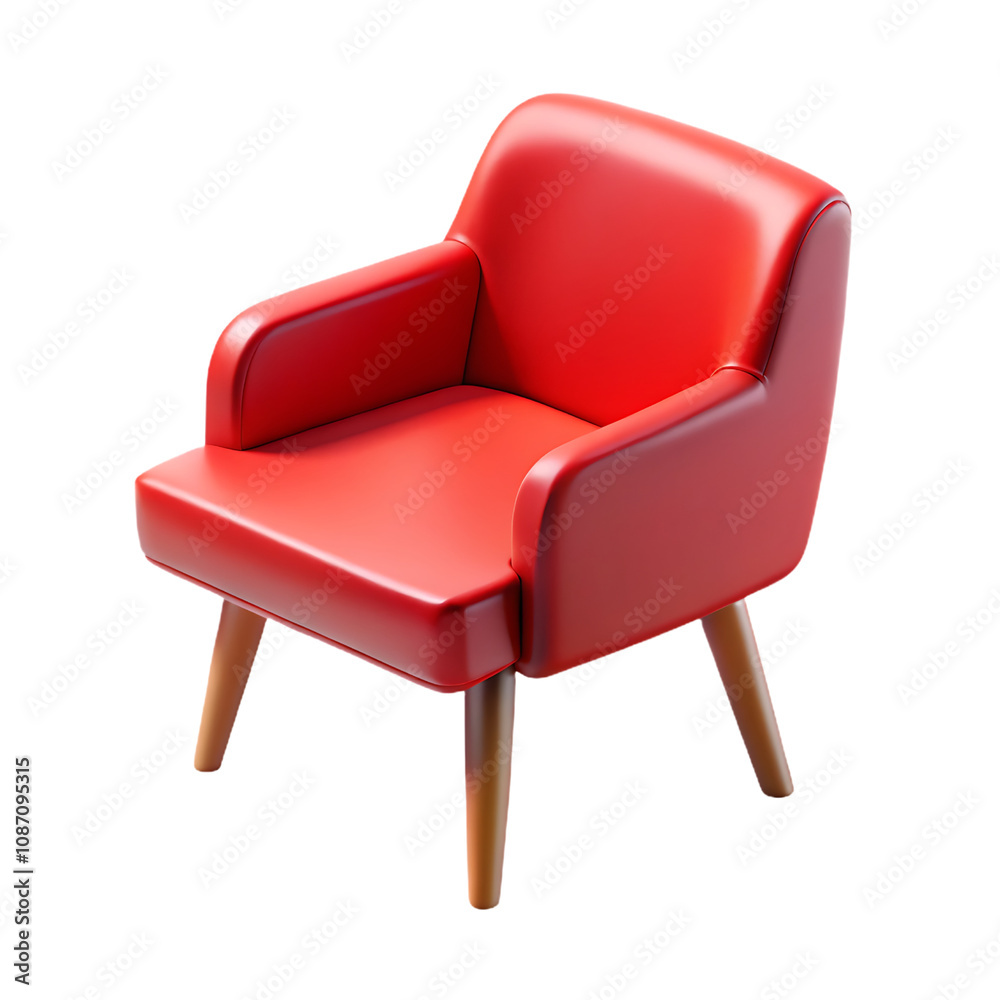 Fototapeta premium 3d red armchair icon isolated on transparent background
