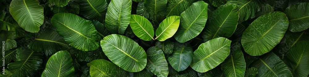 Fototapeta premium Aerial perspective of a vibrant rainforest showcasing towering trees and rich greenery, emphasizing the lush ecosystem from above
