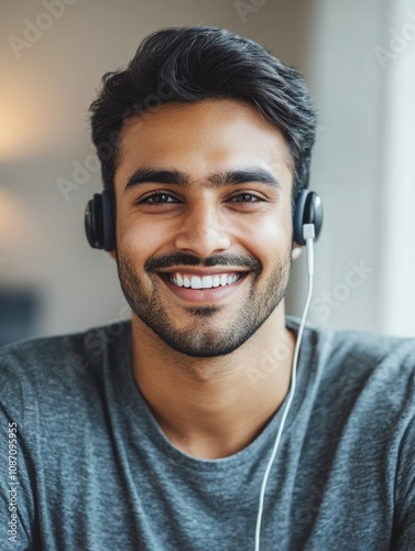 Busy Professional Listening to Music with Headphones