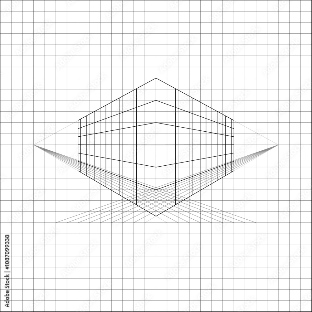 Image of perspective grid for constructing complex geometric shapes ...