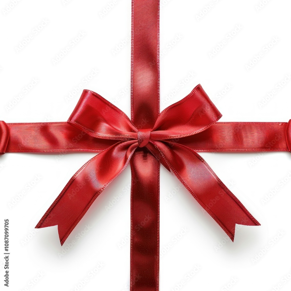 Red Satin Bow on White Background Red Satin Bow on White Background