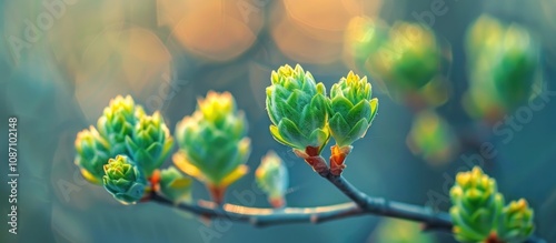 Spring Budding Branch in Soft Light