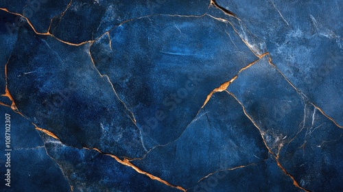 Dark blue textured background with a cement wallpaper design featuring subtle gold veining and a marbled effect for an elegant aesthetic.