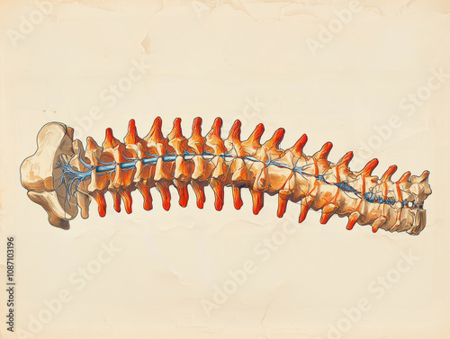 professional diagram illustrates spinal ligaments and surrounding back muscles highlighting key anatomical structures labels enhanced understanding cosmetology training. photo