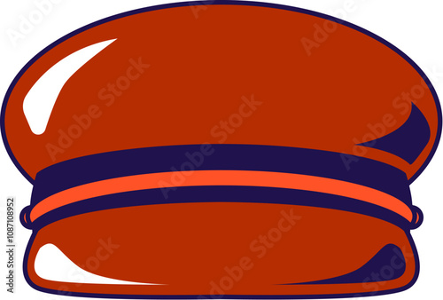 Vector graphic illustration of worker hat in cartoon style. Stylish retro headdress. Headwear for party or carnival. The icon is perfect for web design, decorative elements, print, stickers, or social