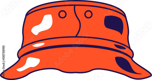 Vector graphic illustration of panama hat in cartoon style. Headwear for summertime, vacation, and tourism. The icon is perfect for web design, decorative elements, print, stickers, or social media. T