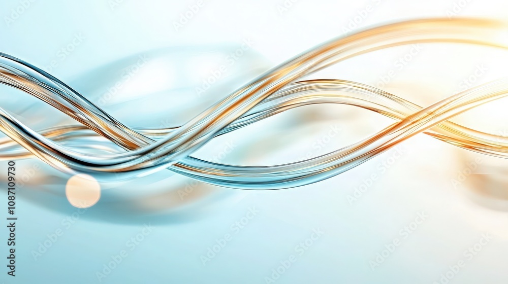 Naklejka premium Abstract Flowing Lines in Blue and Gold