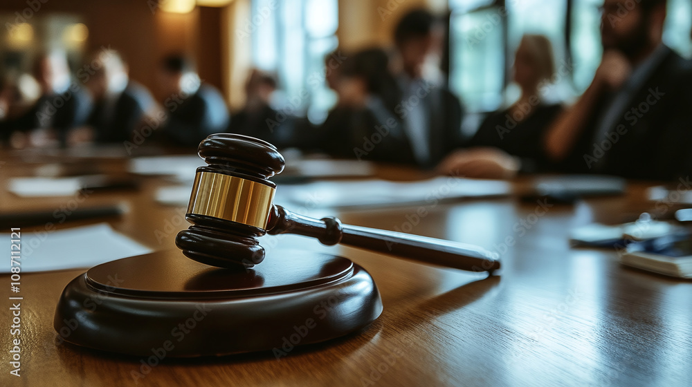 Wooden gavel placed on a conference table during a medical meeting, symbolizing decision-making and authority in healthcare discussions. Wooden gavel placed on a conference table during a medical meeting, symbolizing decision-making and authority in healthcare discussions.