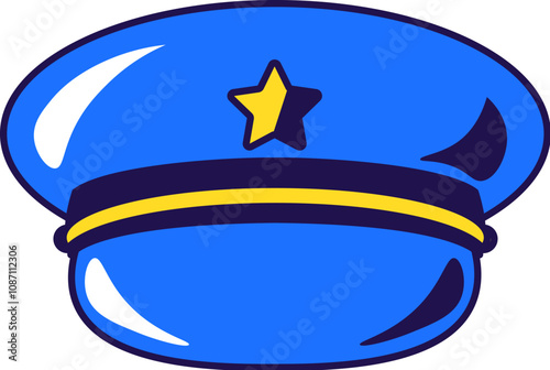 Vector graphic illustration of postman hat in cartoon style. Uniform headwear. The icon is perfect for web design, decorative elements, print, stickers, or social media. The image is isolated on the w