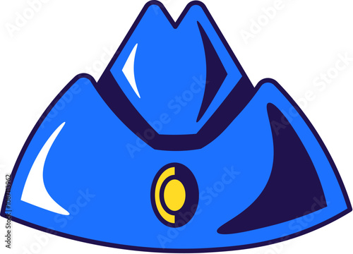 Vector graphic illustration of navy cap in cartoon style. Uniform headwear. The icon is perfect for web design, decorative elements, print, stickers, or social media. The image is isolated on the whit