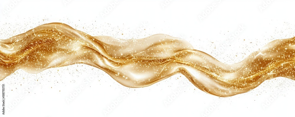 Golden Liquid Wave with Sparkling Particles Golden Liquid Wave with Sparkling Particles