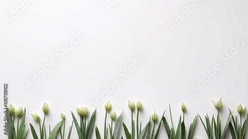 Isolated on white background bunch of chives with clean-cut ends arranged in parallel lines for a modern herb look and side empty space for text Stockphoto style photo