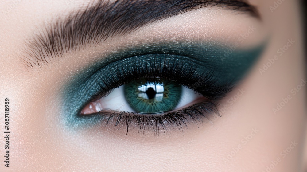 Fototapeta premium A woman with green eye makeup